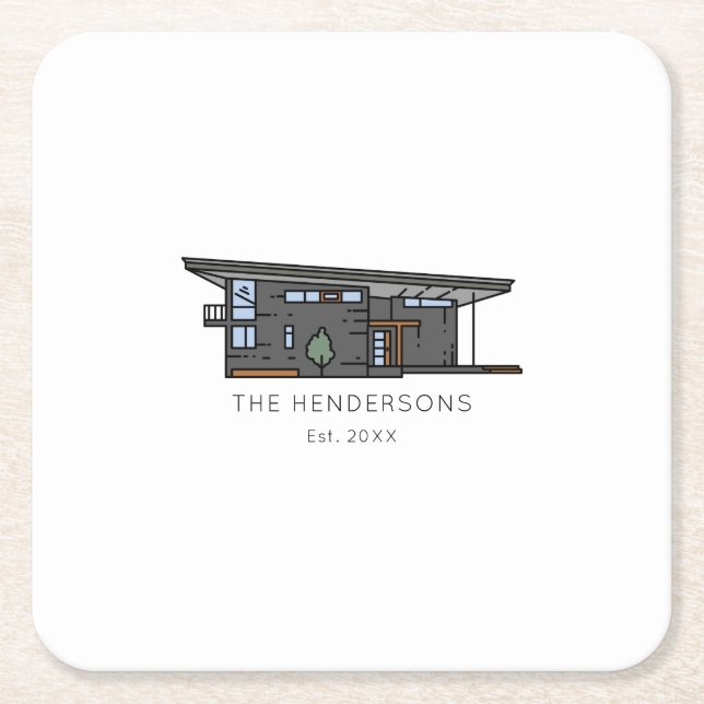 Modernes neues Zuhause Housewarming-Party Rechteckiger Pappuntersetzer (Vorderseite)