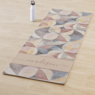 Modernes, neutrales Abstraktes Monogramm Yogamatte