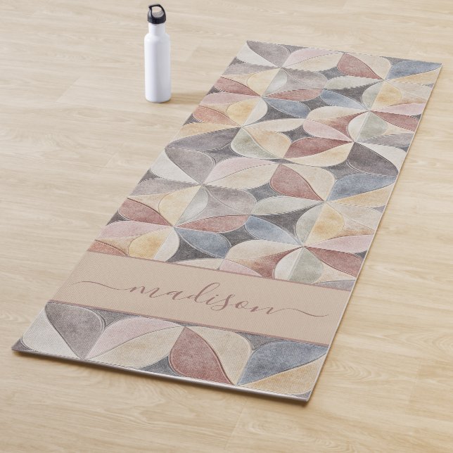 Modernes, neutrales Abstraktes Monogramm Yogamatte (Beispiel)