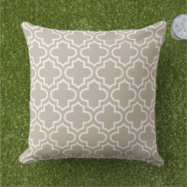 Modernes neutrales Beige marokkanisches Quatrefoli Kissen