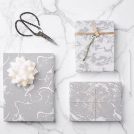 Modernes, neutrales Farbmarmor Geschenkpapier Set