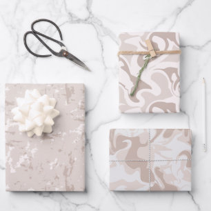 Modernes neutrales Farbmarmor Geschenkpapier Set