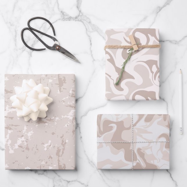 Modernes neutrales Farbmarmor Geschenkpapier Set (Vorderseite)