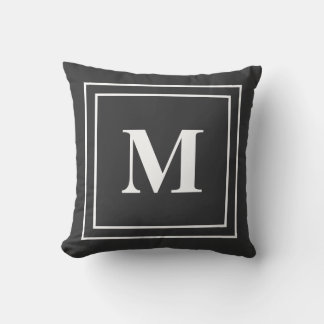 Modernes, neutrales Monogramm-Drehkissen Kissen