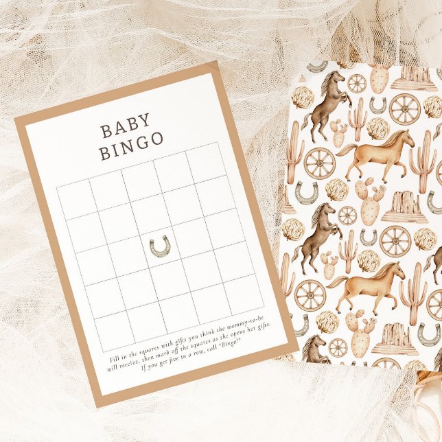 Modernes, neutrales Rodeo Baby Shower Baby Bingo S (Von Creator hochgeladen)