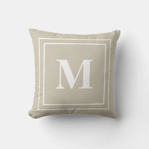 Modernes Neutrales Tan Monogramm Kissen