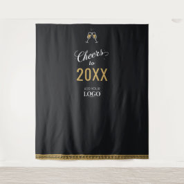 Modernes New Year Business-Logo Schwarzes Foto Hin Wandteppich