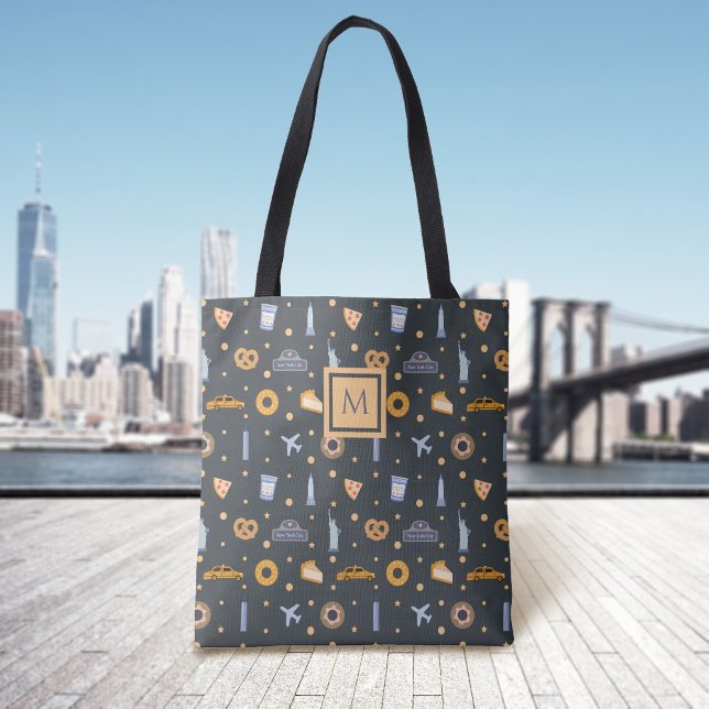 Modernes New York City Muster Grau Monogram (Von Creator hochgeladen)