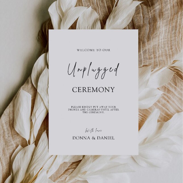Modernes, nicht gestopftes Zeichen für Hochzeit, E Einladung (Modern Unplugged Ceremony Wedding Sign, Invitation)