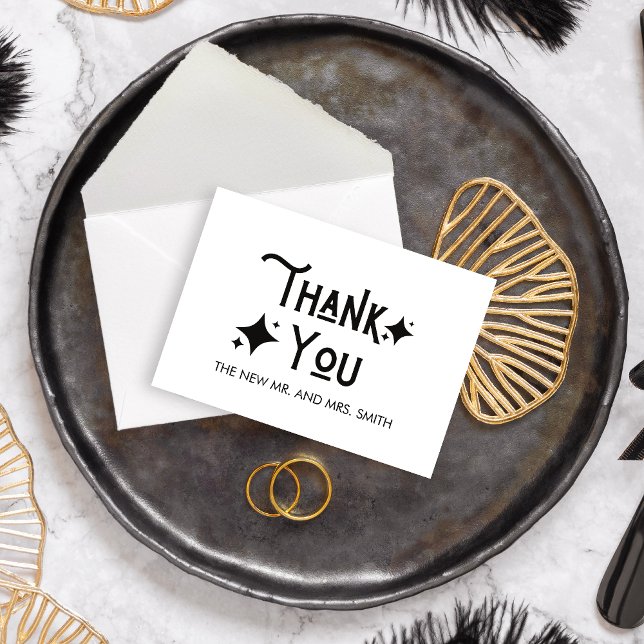 Modernes Nichts Extravagant nur Liebe Hochzeit Dankeskarte (Modern Black and White Nothing Fancy Just Love Wedding Thank you Card)