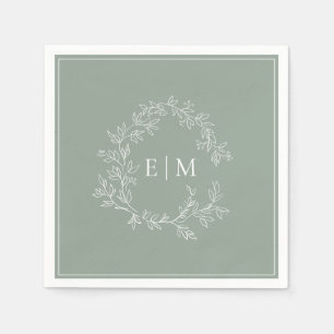 Modernes Nickerchen mit grünem Wappen Monogram Serviette
