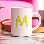 Modernes Niedlich Fun Individuelle Name 3D Monogra Zweifarbige Tasse<br><div class="desc">Niedliche mit Monogramm Tasse mit Ihrem individuelle Name als Schatten anfänglich in Zitrusfrüchten und Minze. Modernes,  minimalistisches,  einfaches und unterhaltsames Design macht dieses typografisch angetriebene Design zu einem coolen personalisierten Geschenk!</div>