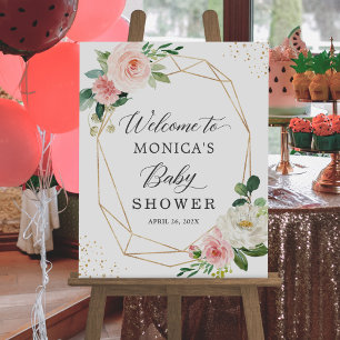 Modernes Niedlich geometrisches Blumenbaby-Duschze Poster