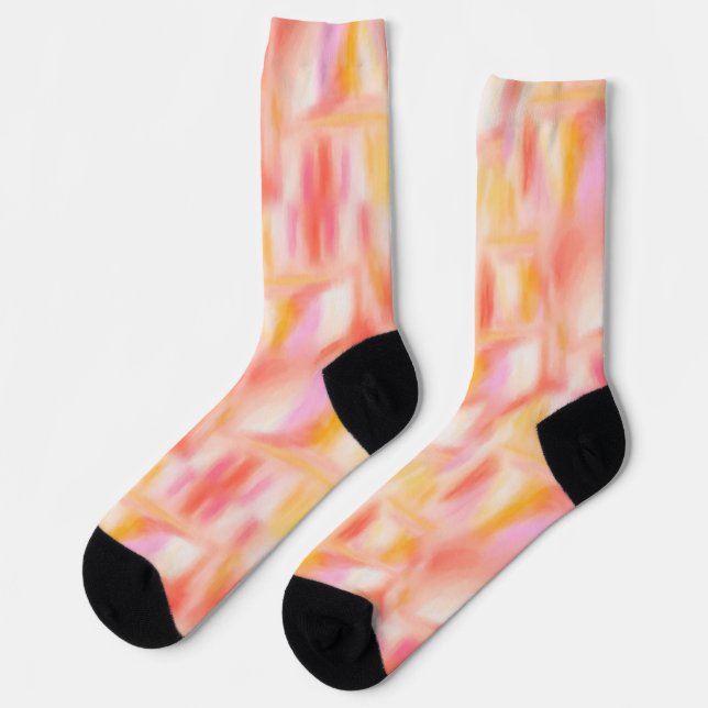 Modernes Niedlich-hellrosa-gelbes Gefärbte Krawatt Socken (Linkes Detail)