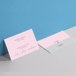 Modernes Niedlich-rosa-graues Monogramm Visitenkarte