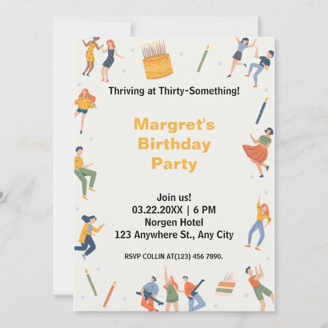 Modernes niedliche Geburtstag Party (Vorderseite)