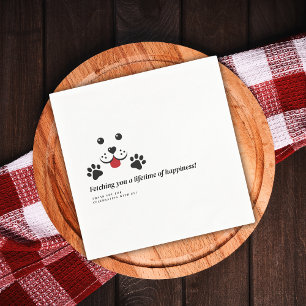 Modernes Niedlicher Hund Minimalistische Hochzeit Serviette