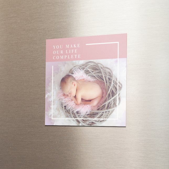 Modernes Niedliches Baby-Foto | Rosa und Weiß | An Magnet (Von Creator hochgeladen)