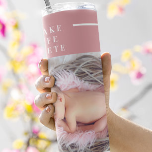 Modernes Niedliches Baby-Foto Rosa und Weiß An Thermosbecher