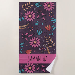 Modernes Niedliches Big Floral Muster Personalisie Strandtuch