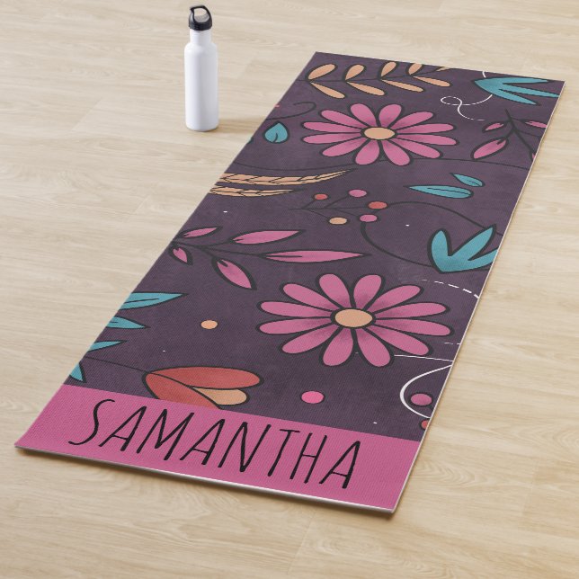 Modernes Niedliches Big Floral Muster Personalisie Yogamatte (Beispiel)