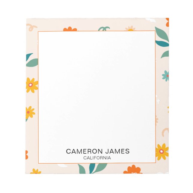 Modernes Niedliches Blumenmuster Notizblock (Vorderseite)