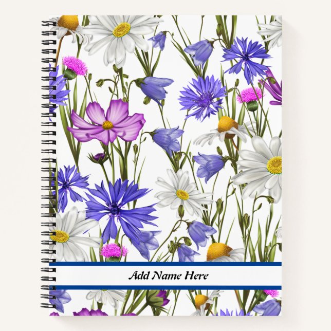 Modernes Niedliches Blumenmuster Notizbuch (Vorderseite)