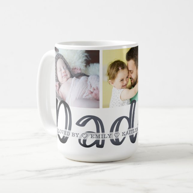 Modernes Niedliches DADDY 3 Foto Personalisiert Kaffeetasse (Vorderseite Links)