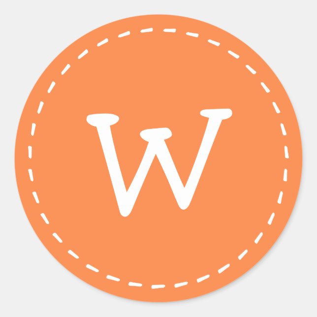 Modernes Niedliches Einfach-Stitch-Monogramm Runder Aufkleber (Vorderseite)
