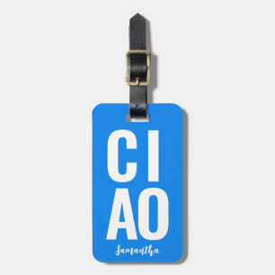 Modernes Niedliches Funny Bold Ciao Neon Blue Gepäckanhänger