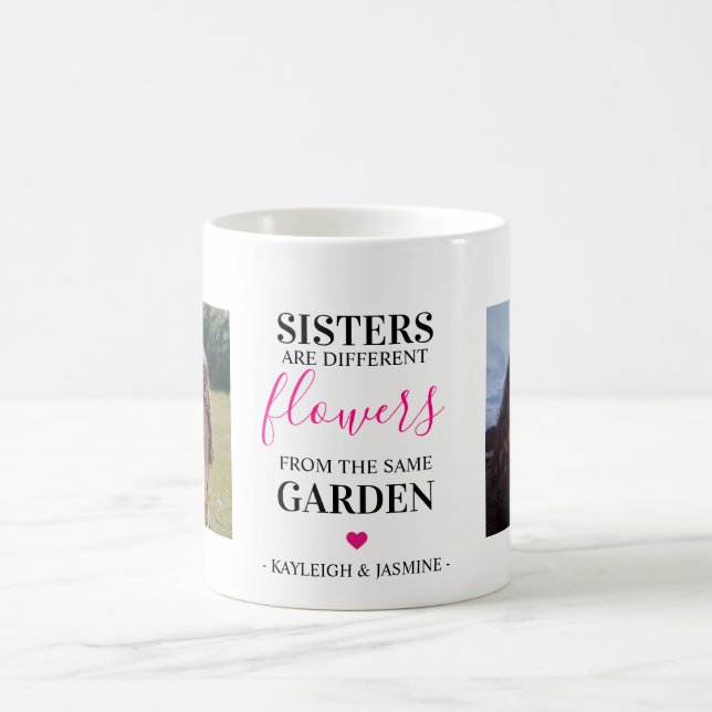 Modernes Niedliches Girly Sister Foto Kaffeetasse (Mittel)