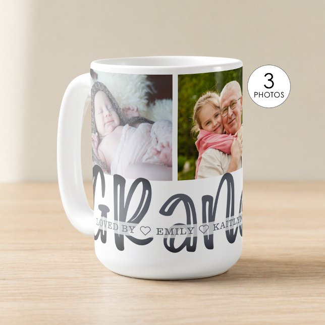 Modernes Niedliches GRANDPA 3 Foto Personalisiert Kaffeetasse (Von Creator hochgeladen)