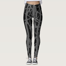 Modernes Niedliches Grau und Schwarz Leggings