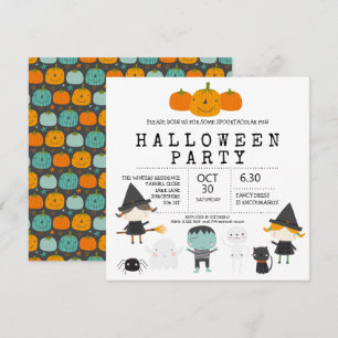 Modernes, niedliches Halloween-Party mit Spaß Einladung