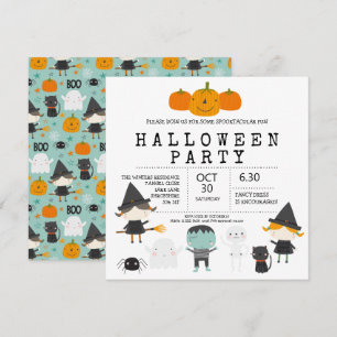 Modernes, niedliches Halloween-Party mit Spaß Einladung