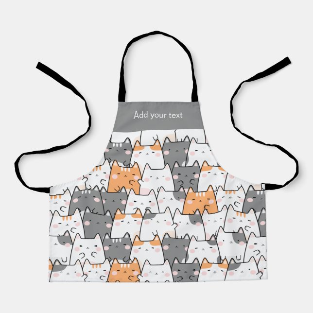 Modernes Niedliches Kawaii Funny Cats Muster Schürze (Vorderseite)