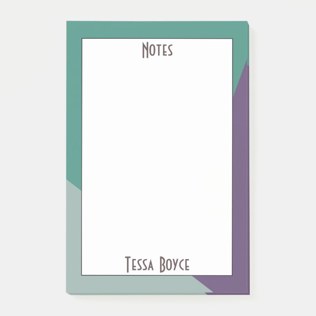 Modernes Niedliches Lila Grün Mit Monogramm Post-it Klebezettel (Vorderseite)