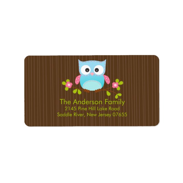 Modernes Niedliches Owl Address Label Adressaufkleber (Vorne)