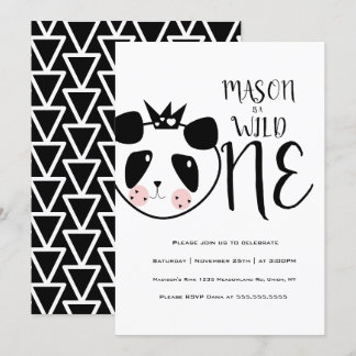 Modernes Niedliches Panda Bold Safari Wild One Geb Einladung