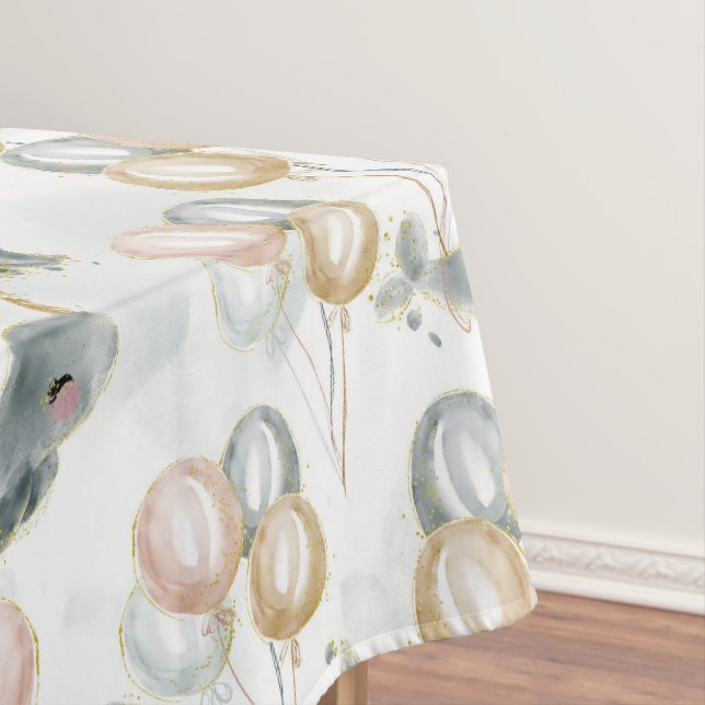 Modernes Niedliches Pastel Whimsical Whale Ballon  Tischdecke (Beispiel)