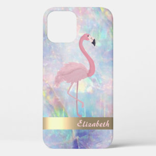 Modernes Niedliches Pink Flamingo Holographic Opal Case-Mate iPhone Hülle
