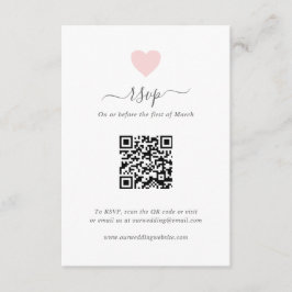 Modernes Niedliches Pink Herz QR Code Hochzeit RSVP Karte