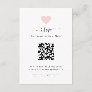 Modernes Niedliches Pink Herz QR Code Hochzeit RSVP Karte