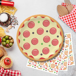 Modernes Niedliches Pizza Pie Birthday Pizza Party Pappteller
