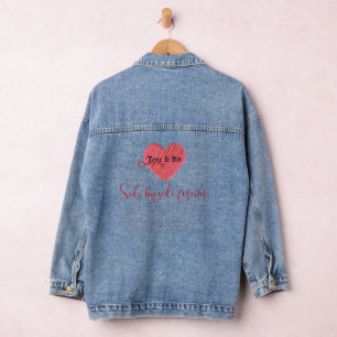 Modernes Niedliches Rosa Herz Modernes Valentinsta Jeansjacke