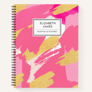 Modernes Niedliches rosa und goldenes Glitzer Abst Notizbuch