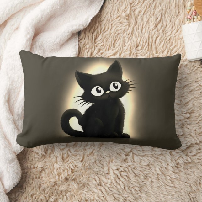 Modernes Niedliches Schwarzes KatzenHalloween Lendenkissen (Decke)