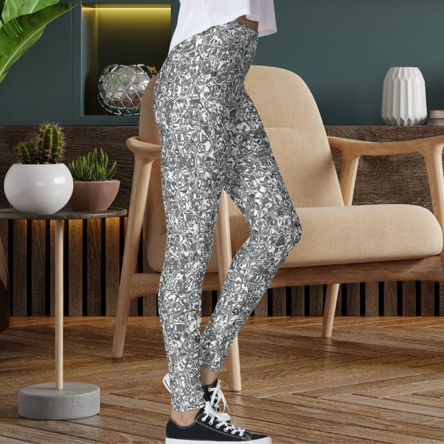 Modernes Niedliches Silber Sparkle Glitzer Textur  Leggings (Von Creator hochgeladen)