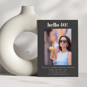 Modernes Niedliches Simple Black 40. Geburtstag Pa Einladung