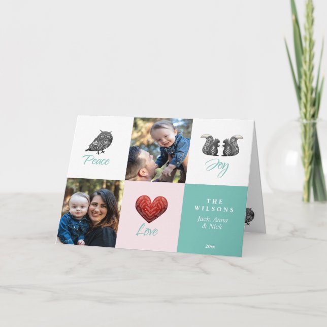 Modernes Niedliches skandinavisches Foto Weihnacht Feiertagskarte (Vorderseite)